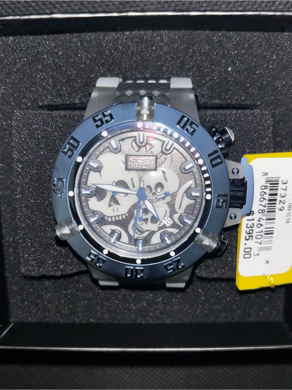 INVICTA Subaqua Chronograph Quartz Black Dial Skull Men's Watch 37329 New - Picture 8 of 11
